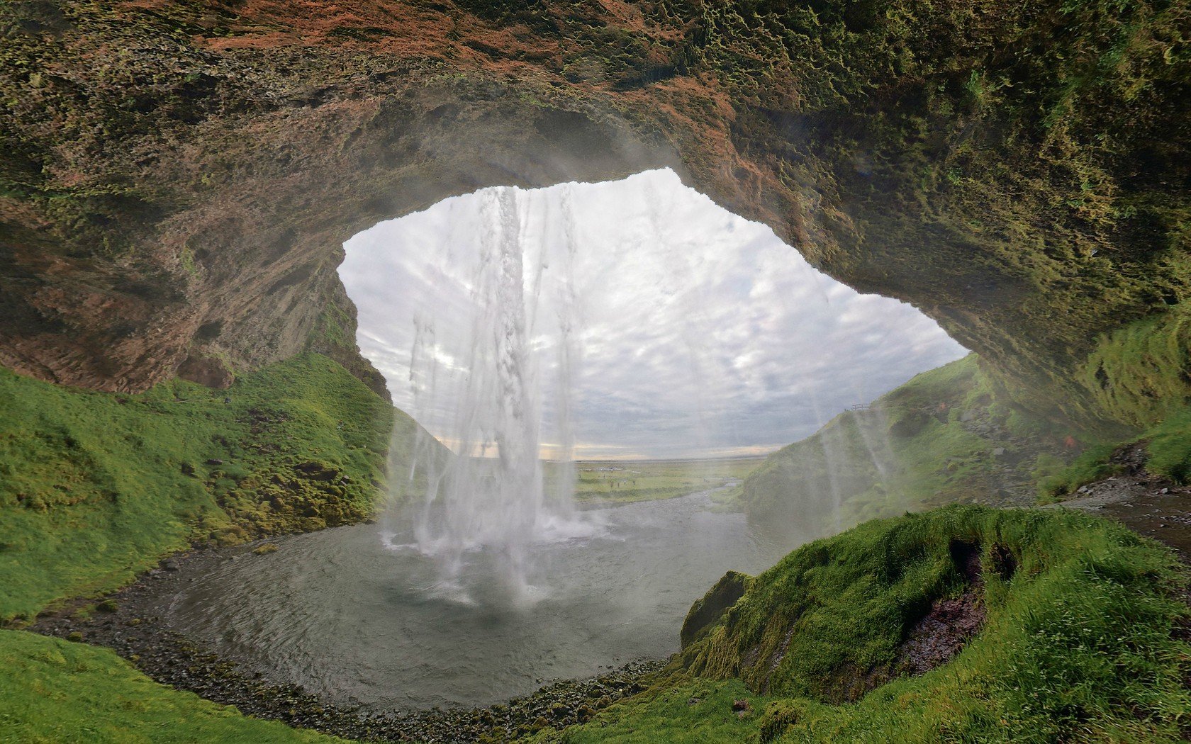 waterfalls, Cavern Wallpaper