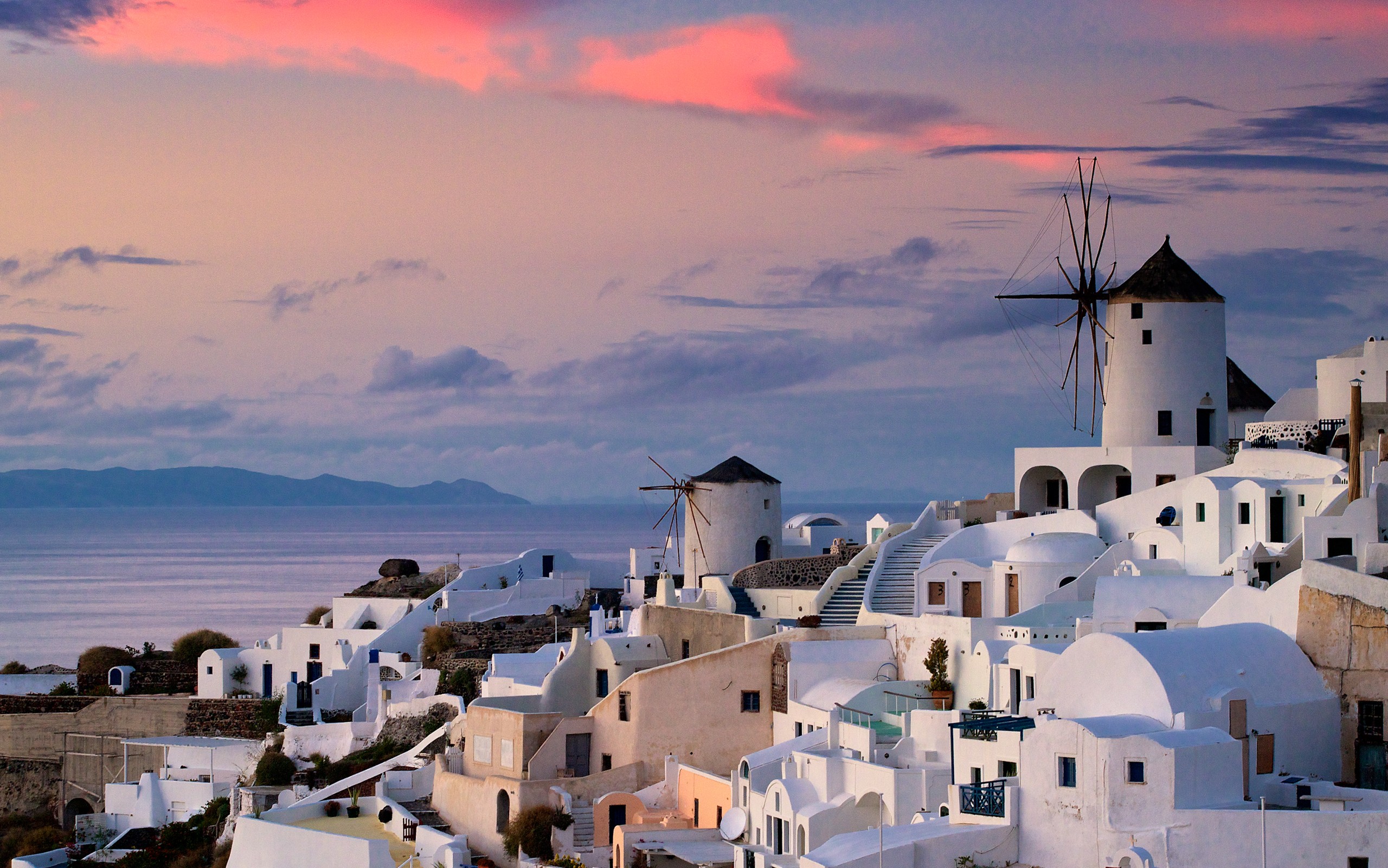 sunset, In, Oia, Greece Wallpaper