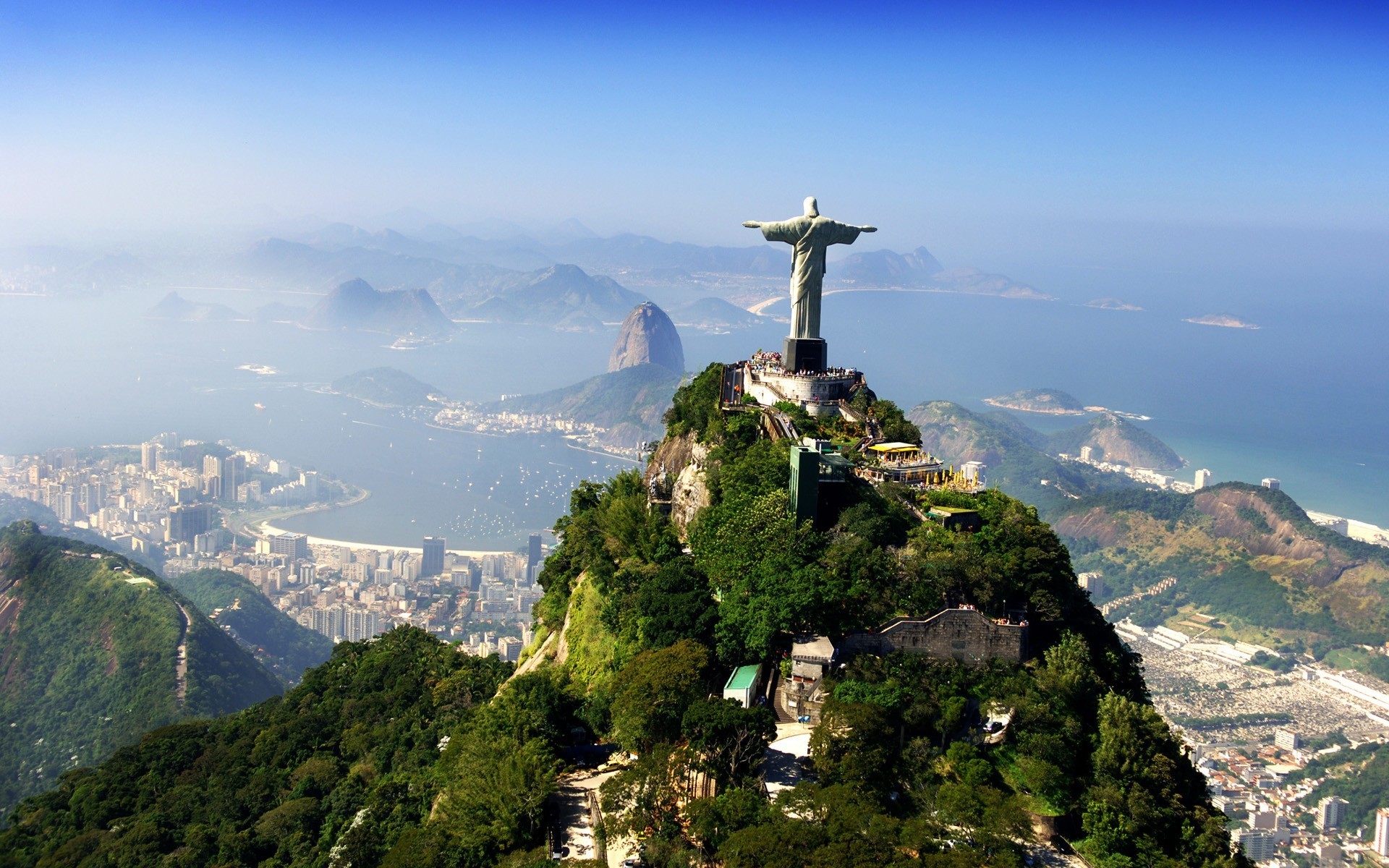 brazil, Jesus, Christ, Landscapes, Cities, Scenic, Religious, Religion, Statues, Mountains, Houses, Architecture, Buildings Wallpaper