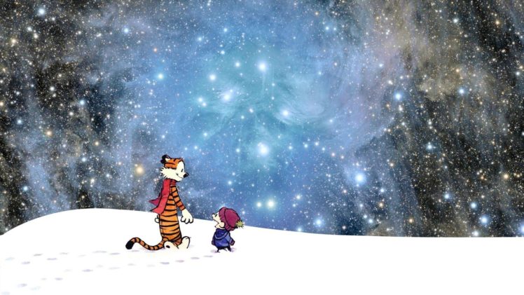 cartoons, Outer, Space, Stars, Calvin, And, Hobbes HD Wallpaper Desktop Background