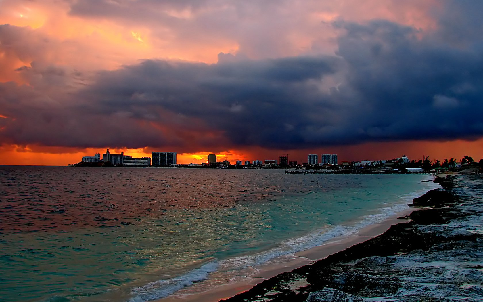 sunset, Sea Wallpaper
