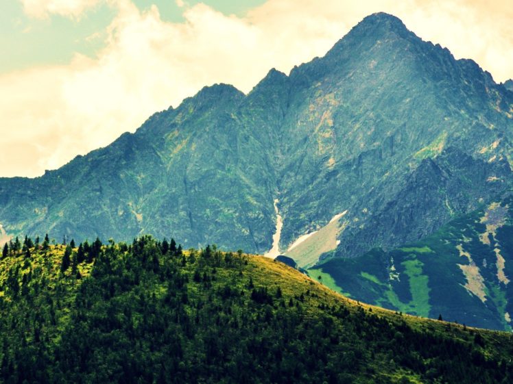 mountains, Clouds, Landscapes, Nature, Trees HD Wallpaper Desktop Background