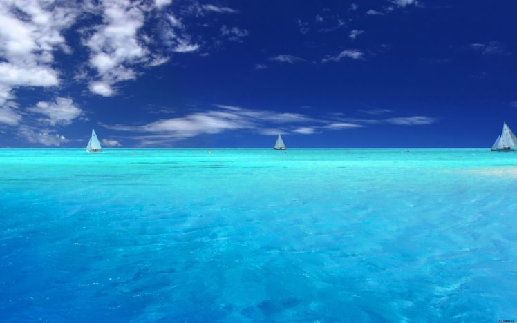 ocean, Vehicles, Yachts, Caribbean, Blue, Skies, Sea HD Wallpaper Desktop Background
