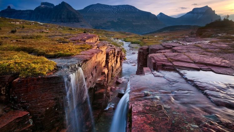 water, Mountains, Nature, Rocks, Highways, The, Sun, Glacier, Streams, National, Park HD Wallpaper Desktop Background