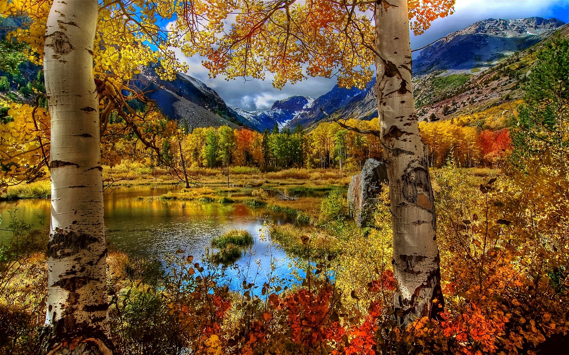 autmn, Fall, Seasons, Lakes, Leaves, Reflection, Mountains, Colors, Hdr Wallpaper