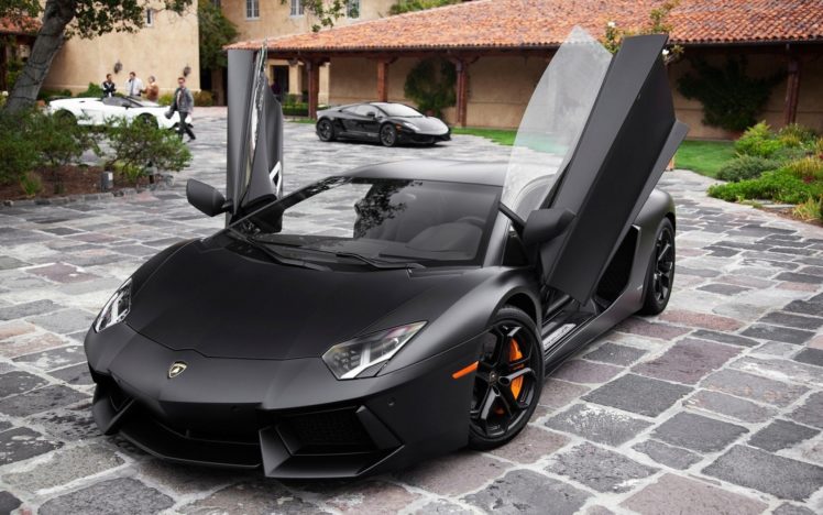 black, Cars, Lamborghini, Vehicles, Lamborghini, Aventador, Open, Doors, V12 HD Wallpaper Desktop Background