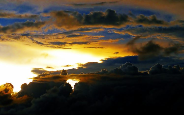 sunset, Clouds, Nature, Storm, Sunlight, Skies HD Wallpaper Desktop Background