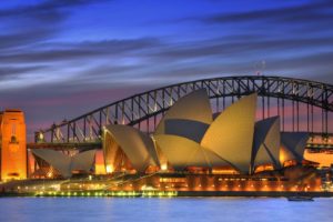 night, Bridges, Opera, House, Australia, Harbor, Sydney, Opera, House