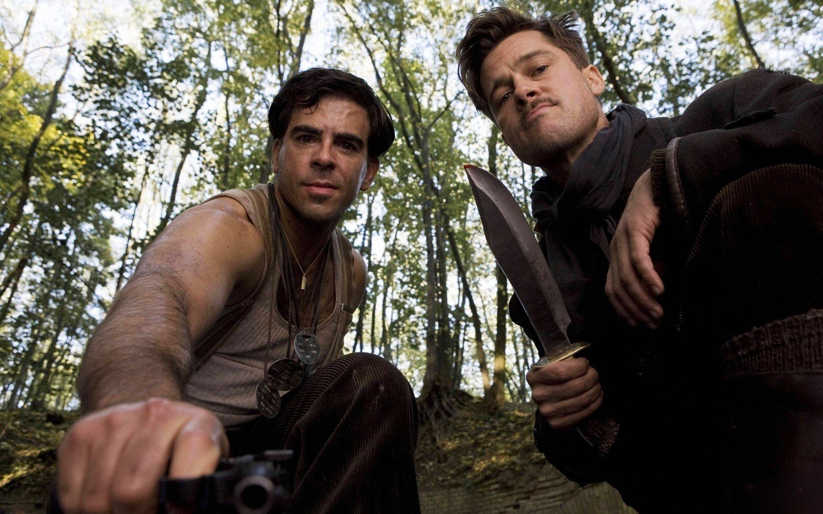 trees, Movies, Brad, Pitt, Screenshots, Knives, Eli, Roth, Inglorious, Basterds Wallpaper
