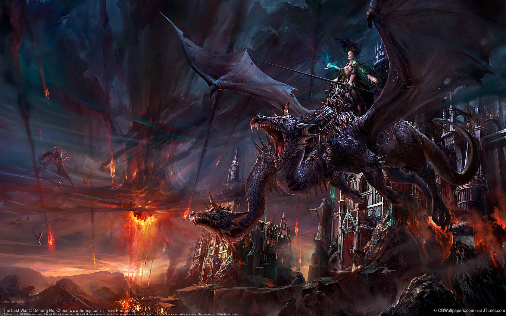 wings, Dragons, Rider, Fire, Magic, Artwork Wallpaper