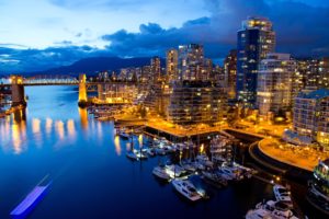 vancouver, Canada, Cities, Hdr, Night, Lights, Architecture, Buildings, Water, Waterways, Marina, Harbor, Reflections, Vehicles, Boats, Sky, Skies, Clouds, Places