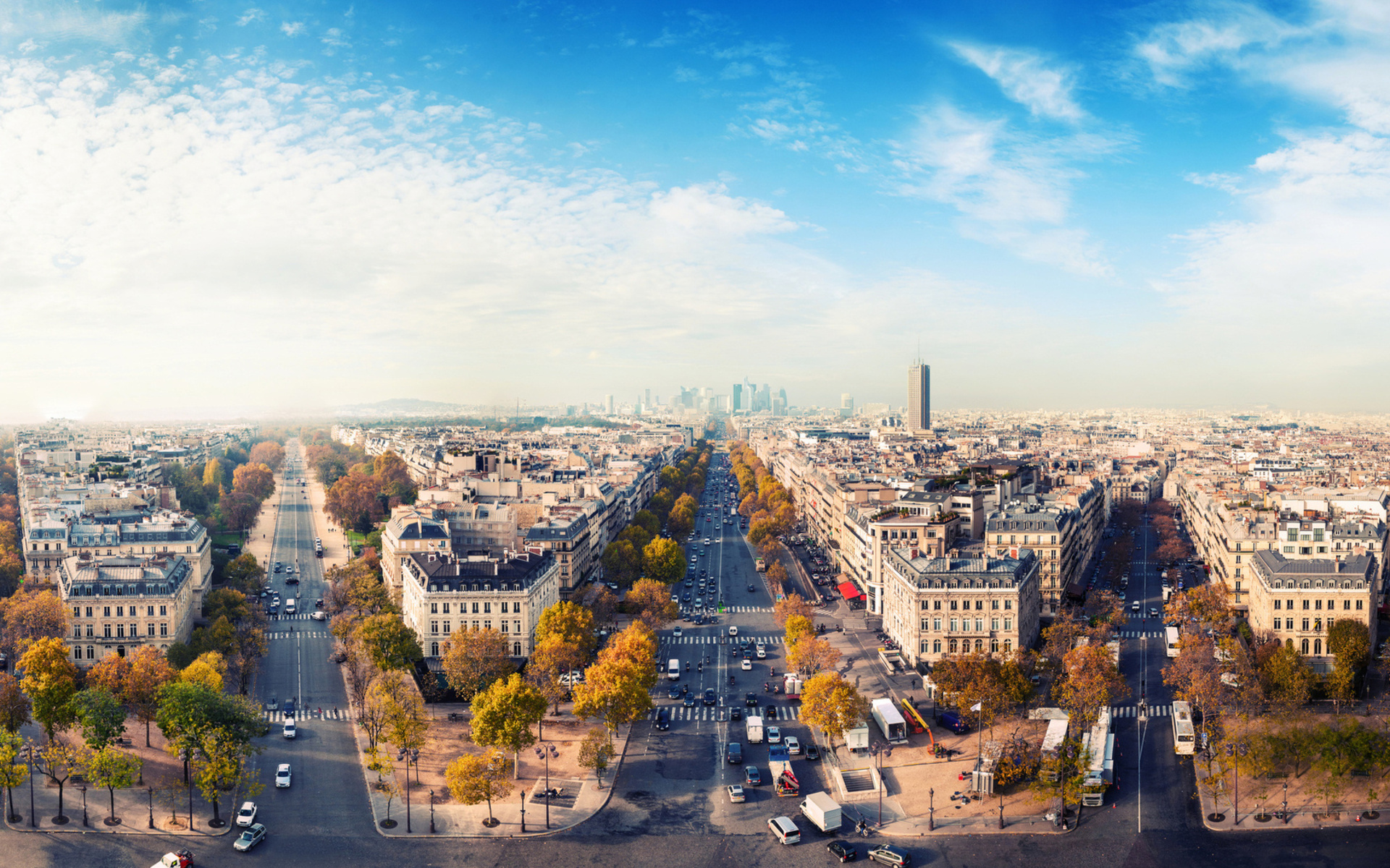 paris, France, Cities, Architecture, Buildings, Skyscrapers, Sky, Clouds, Scenic, View, Panorama, Autumn, Fall, Seasons, Trees, Cars, Vehicles, Traffic, People, Photography Wallpaper