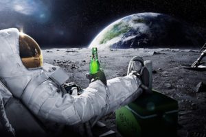 sci fi, Science, Astronaut, Suit, Uniform, Mask, Visor, Boots, Drinks, Beer, Humor, Funny, Planets, Moon, Earth, Stars, Space, Vehicles, Spaceship, Spacecraft, Manipulation, Cg, Digital, Advertising, Products