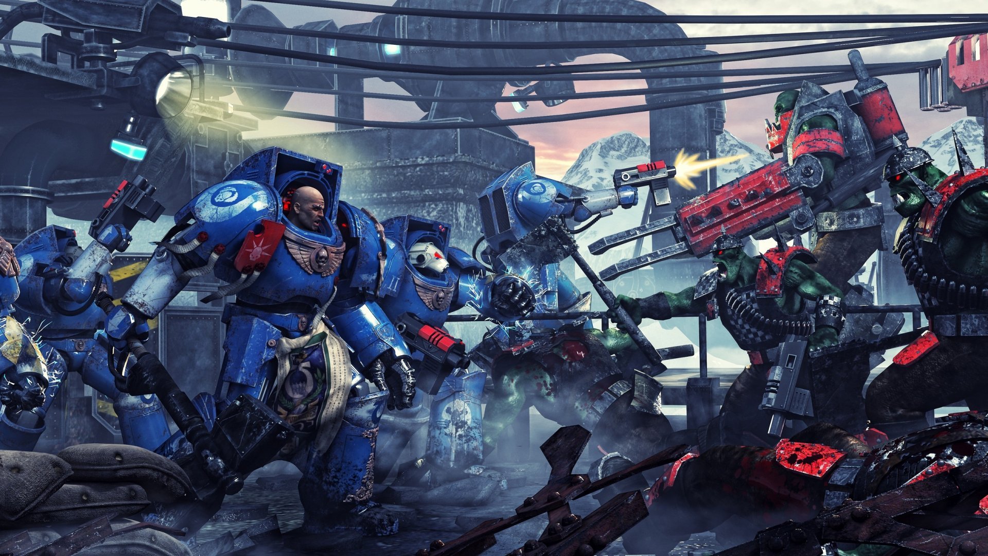 terminator, Space, Marines, Ultramarine, Orks, Warhammer, 40k Wallpaper