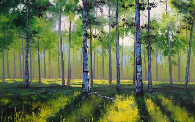 paintings, Landscapes, Forests HD Wallpaper Desktop Background