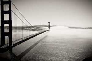 architecture, Fog, Bridges, Golden, Gate, Bridge, San, Francisco, Grayscale