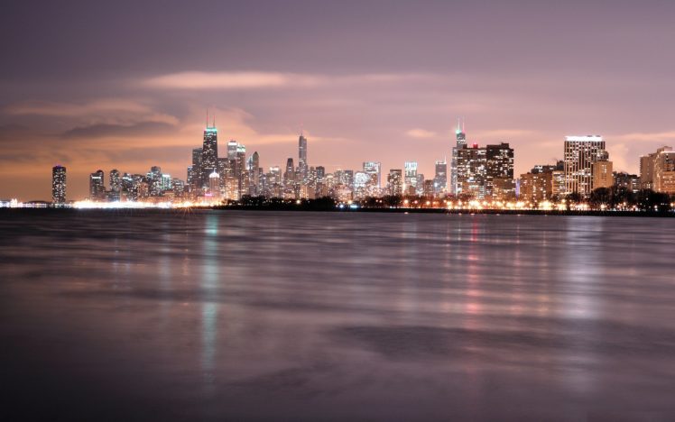 cityscapes, Skylines, Chicago, Night HD Wallpaper Desktop Background