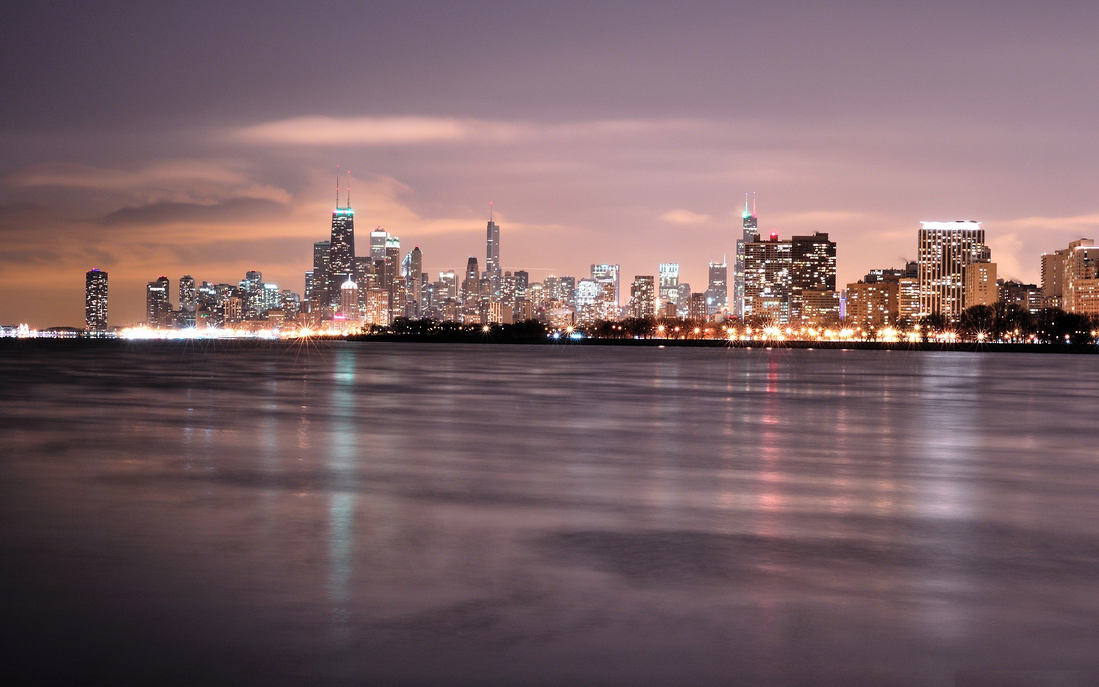 cityscapes, Skylines, Chicago, Night Wallpaper