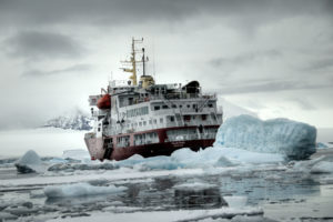 vehicles, Ships, Boats, Artic, Ice, Ocean, Sea, Water, Frozen, Cold, Iceberg, Landscapes, Mountains, Sky, Clouds, Winter, Situation
