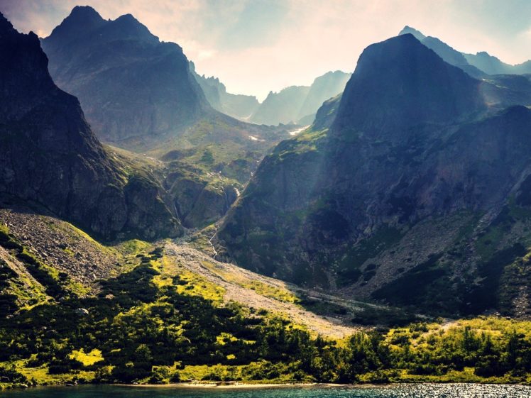 water, Mountains, Landscapes, Nature, Sunlight, Lakes HD Wallpaper Desktop Background