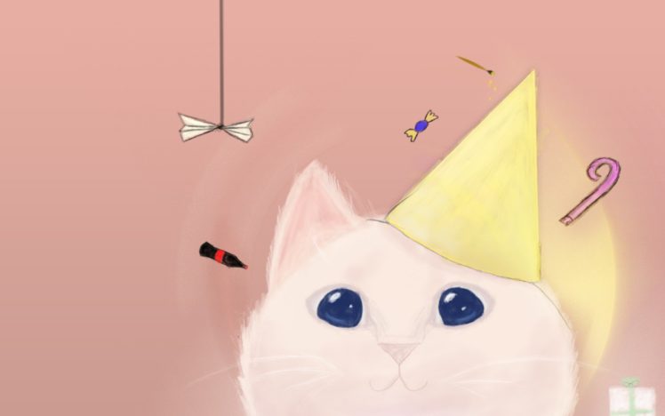 light, Pink, Cats, Party, Presents, Birthday, Drun, Handmade HD Wallpaper Desktop Background