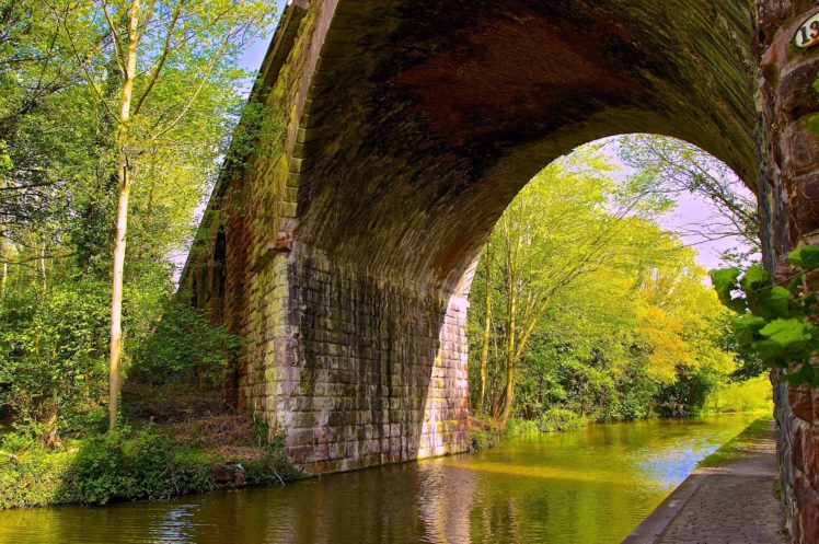 canal, Bridge, Trees, Landscape HD Wallpaper Desktop Background