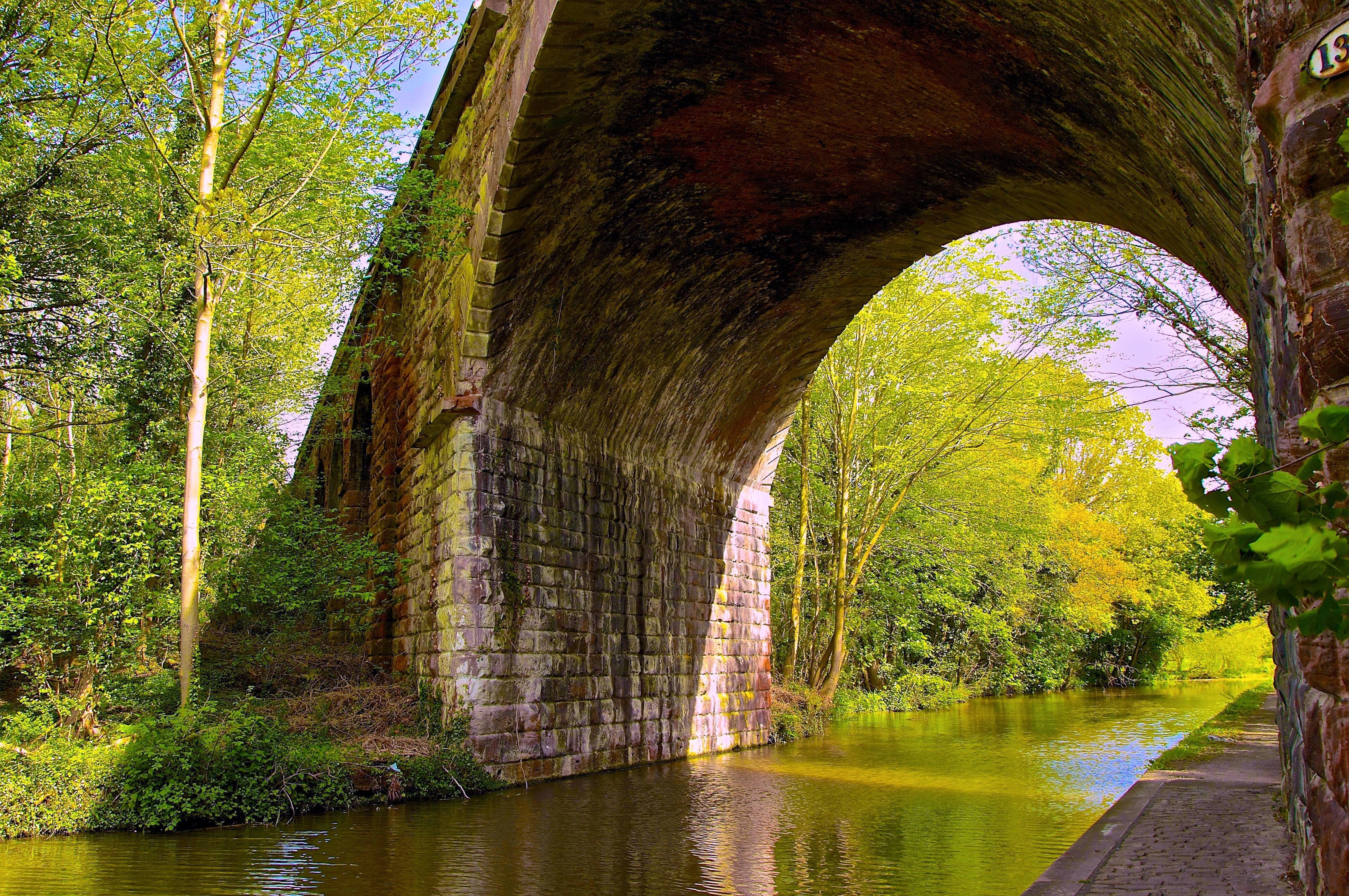 canal, Bridge, Trees, Landscape Wallpaper