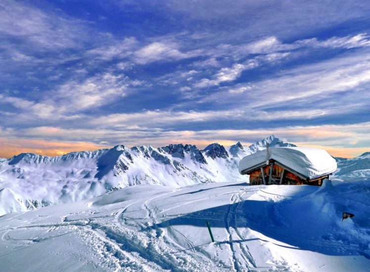 clouds, Nature, Winter, Mountain, House, Rock HD Wallpaper Desktop Background