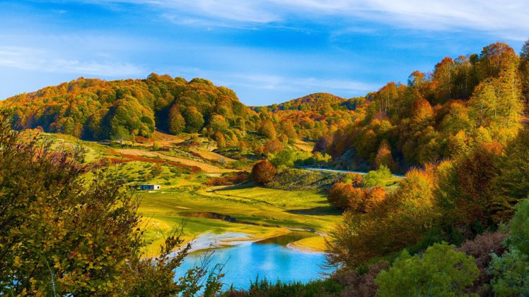 forest, Hills, Lake, Autumn HD Wallpaper Desktop Background