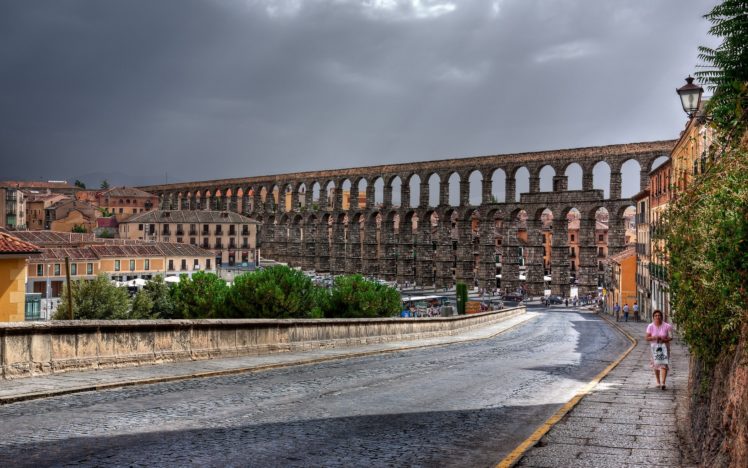 segovia, Spain, Roman, Aqueduct, Road, Street, Building HD Wallpaper Desktop Background
