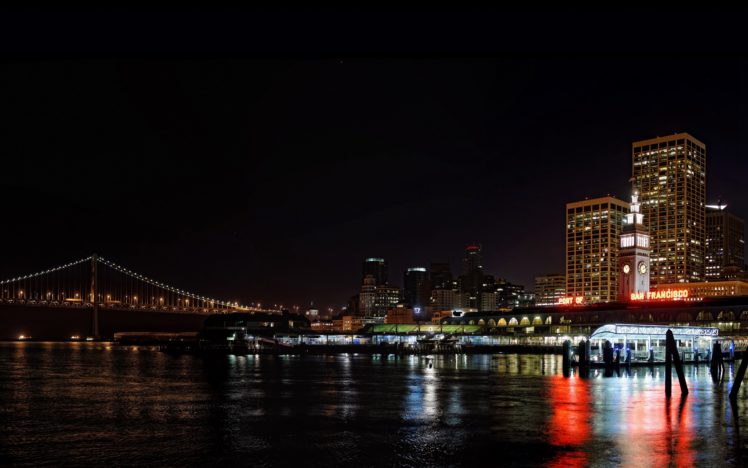 usa, Rivers, Bridge, California, San, Francisco, Night, Cities HD Wallpaper Desktop Background