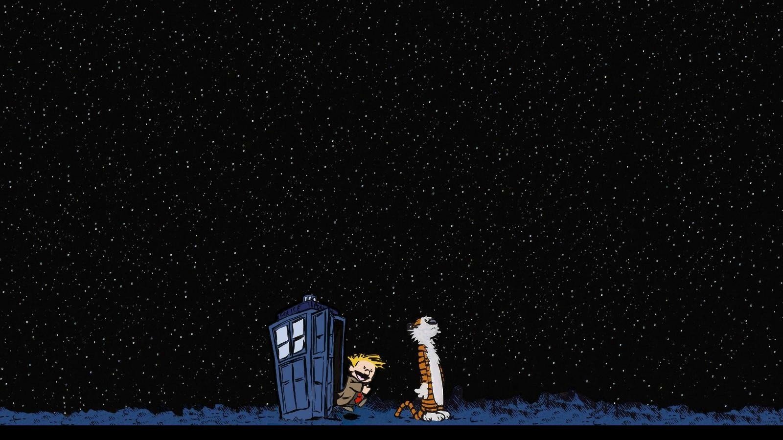 night, Stars, Tardis, Calvin, And, Hobbes, Doctor, Who, Crossovers, Skyscapes Wallpaper