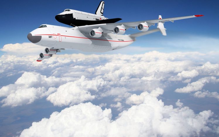 clouds, Aircraft, Soviet, Space, Shuttle, Planes, Antonov, An 225, Buran, Shuttle HD Wallpaper Desktop Background