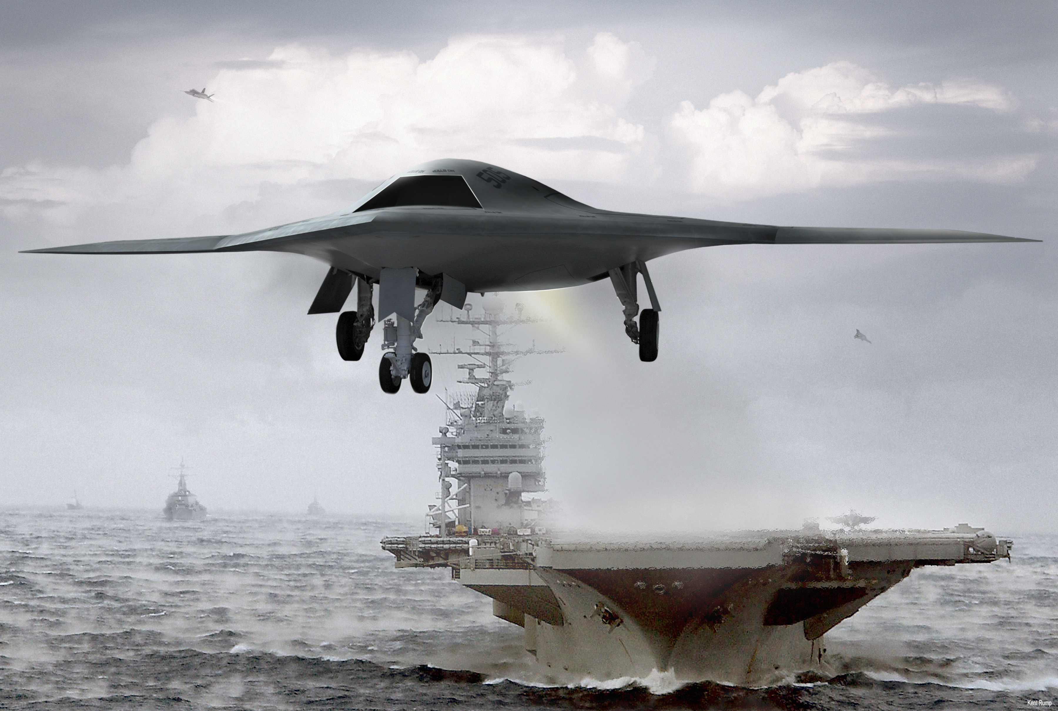 uav, X47b, Carrier, Ships, Boats, Vehicles, Military, Jet, Fighter, Ocean, Sea, Sky, Clouds, Waves Wallpaper