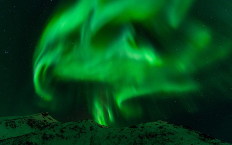 aurora, Borealis, Northern, Lights, Night, Green, Stars, Mountains HD Wallpaper Desktop Background