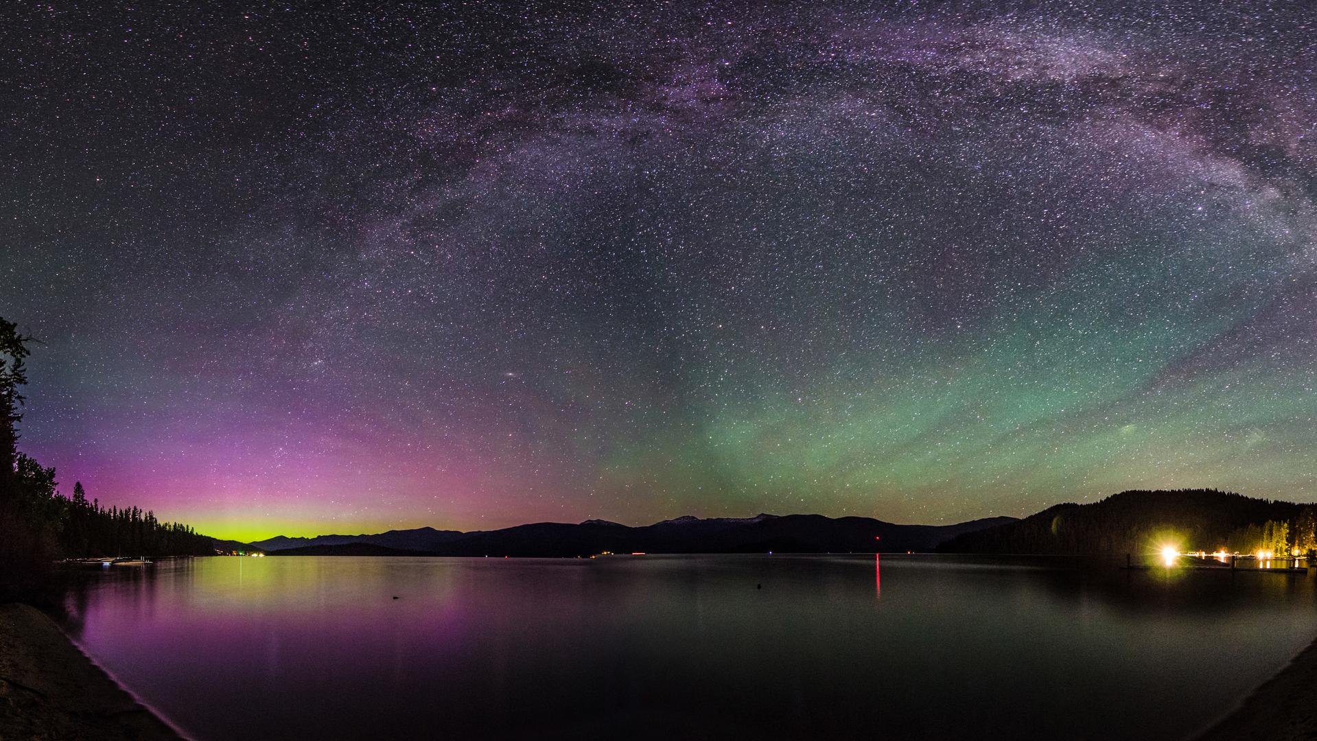 aurora, Borealis, Northern, Lights, Night, Stars, Lake Wallpaper