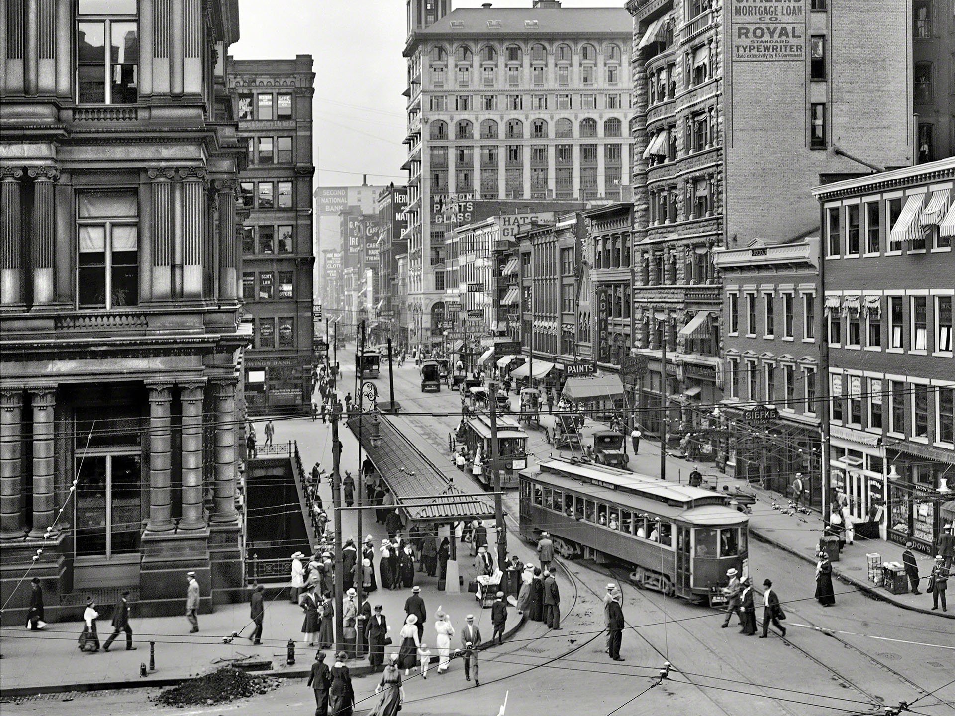 buildings, Bw, Street, Carriage, Trolley, Cincinnati Wallpaper