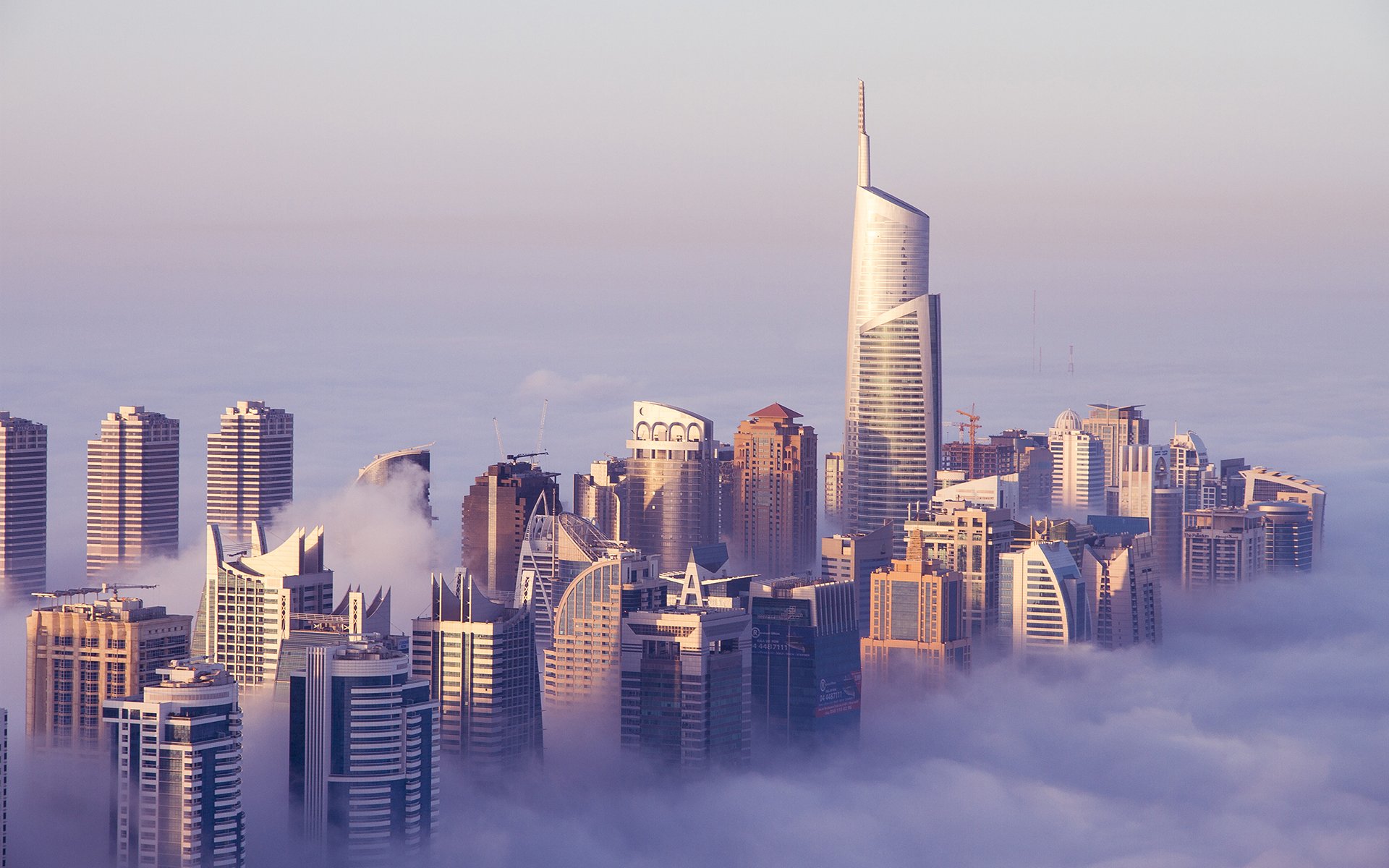 buildings, Skyscrapers, Fog, Mist Wallpaper