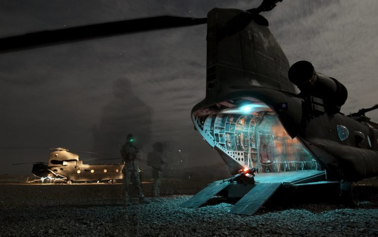 helicopter, Night, Timelapse, Stars, Soldier, Military HD Wallpaper Desktop Background