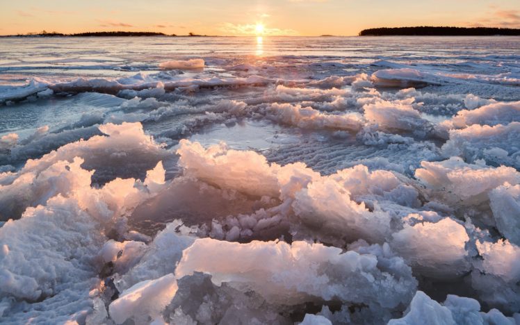 ice, Sunset, Lake HD Wallpaper Desktop Background