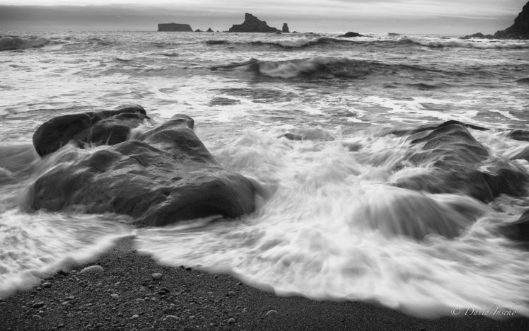 ocean, Rocks, Beach, Stones, Bw HD Wallpaper Desktop Background