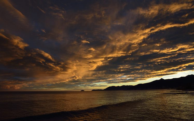 ocean, Sunset, Clouds HD Wallpaper Desktop Background