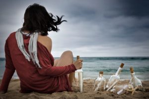 mood, Emotion, Alone, Sad, Sorrow, Wait, Hope, Message, Bottle, Cork, Communication, Landscapes, Nature, Beaches, Sand, Ocean, Sea, Waves, Scenic, View, Sky, Clouds, Storm, Legs, Brunette, Sexy, Sensual, Babes, W