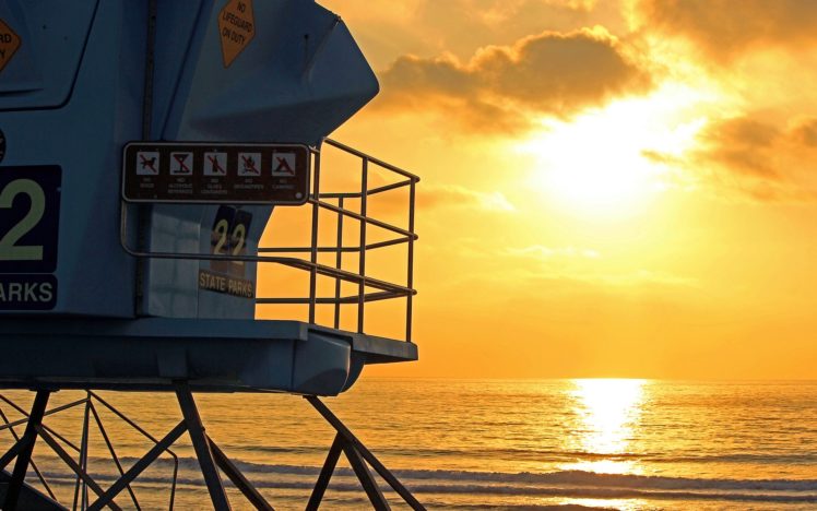 tower, Sunlight, Ocean, Beach, Lifeguard HD Wallpaper Desktop Background