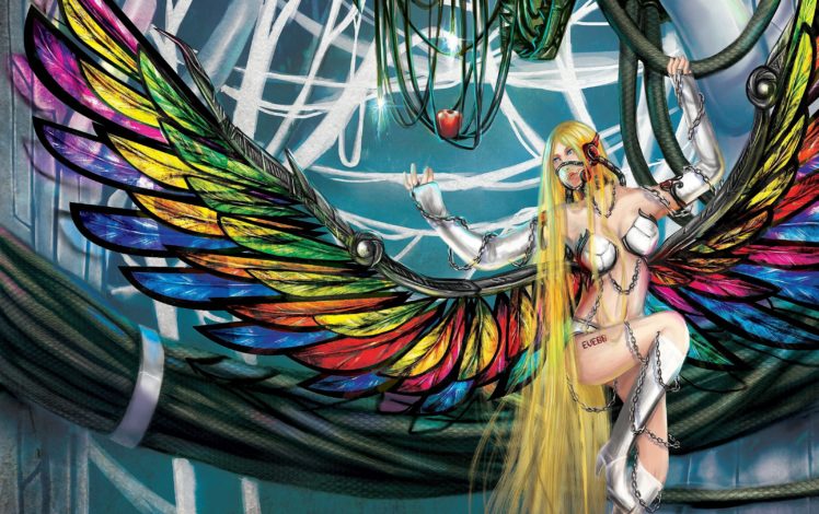 angel, Wings, Fantasy, Girls, Sci fi, Cyborg HD Wallpaper Desktop Background
