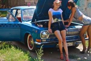 volga, Gaz, Taxi, Cars, Vehicles, Blue, Tuning, Grill, Lights, Glass, Chrome, Shine, Wheels, Legs, Butt, Sexy, Sensual, Babes, Models, Adult, Porn, Russia, Women, Female, Girl, Blonde, Brunette, Pose, Look, Stare