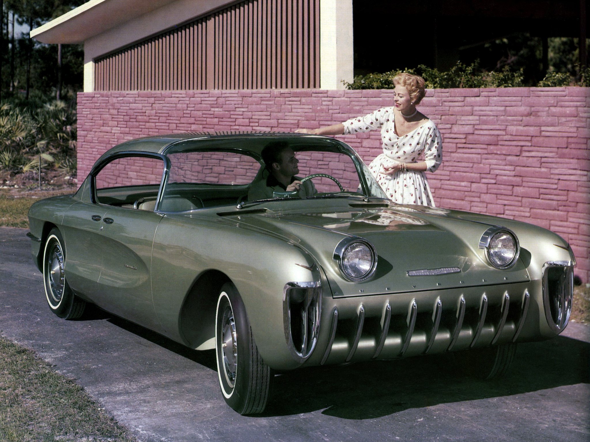 1955, Chevrolet, Biscayne, Concept, Retro Wallpaper