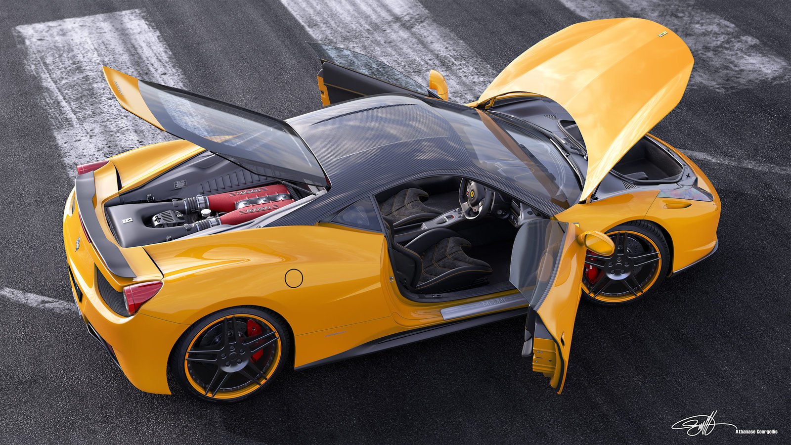 ferrari, 458italia, Novitecrosso, Runway, Yellow Wallpaper