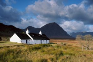 black, Rocks, Scotland, Cottage