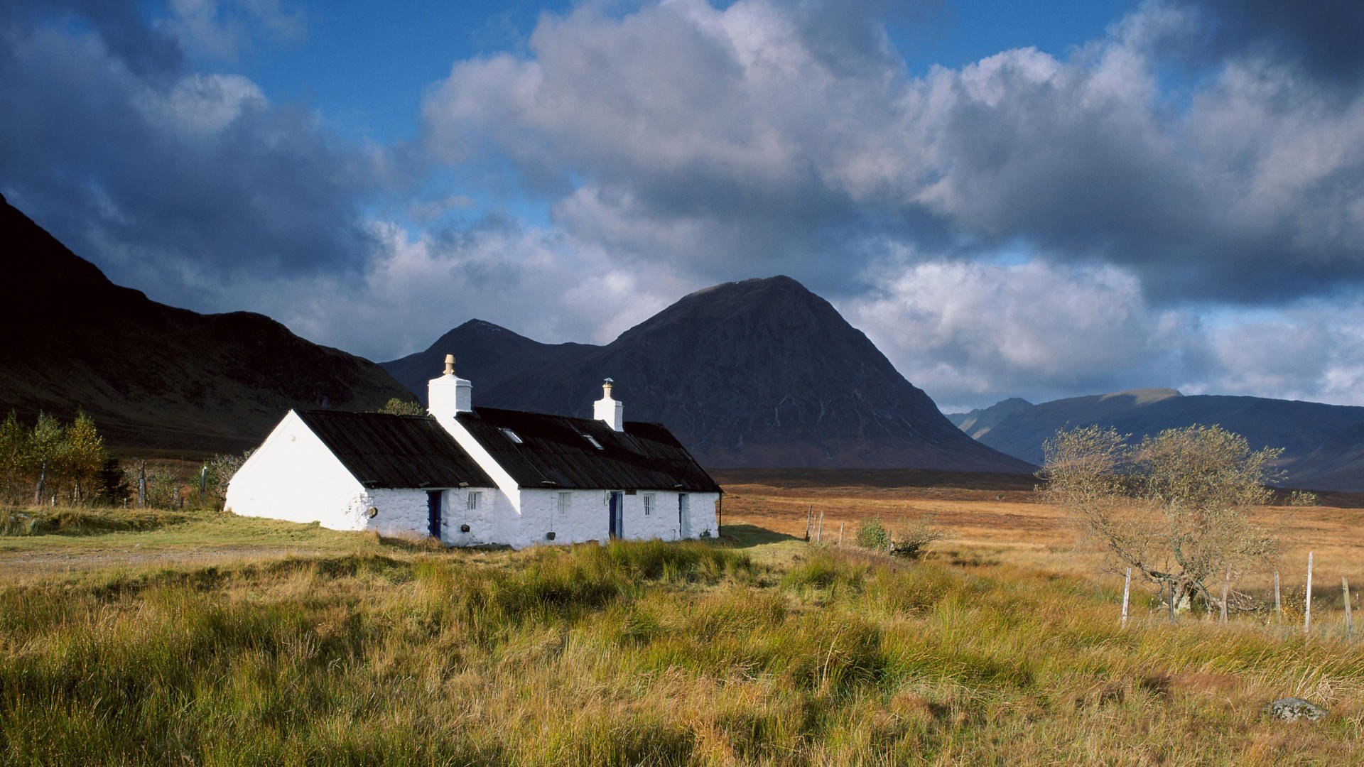 black, Rocks, Scotland, Cottage Wallpaper